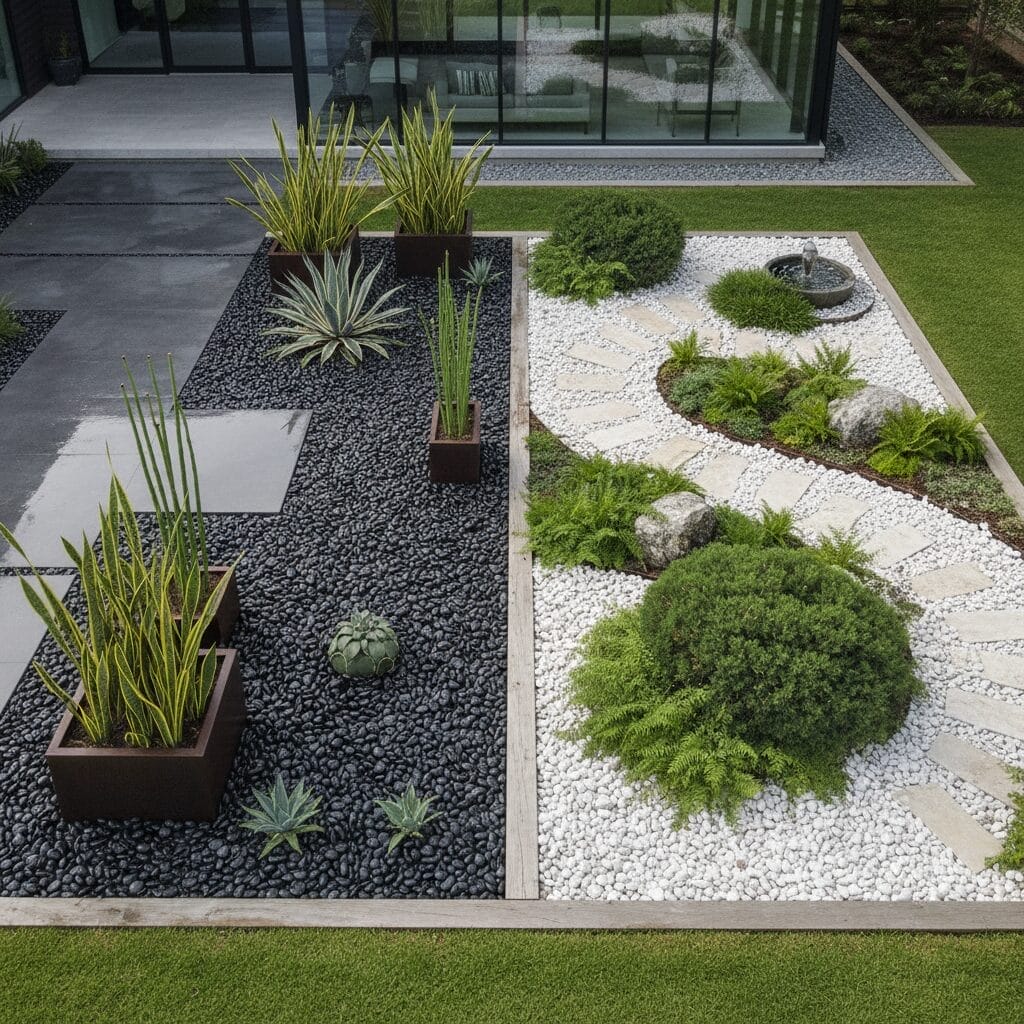 เปรียบเทียบสวนหินดำและหินขาว